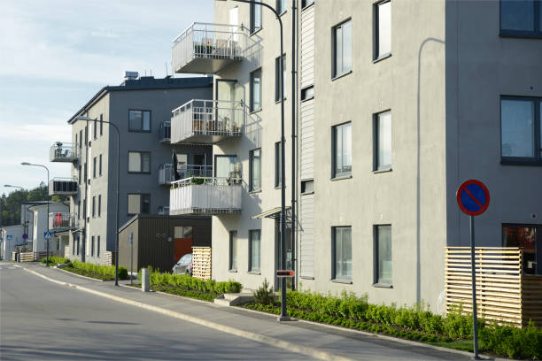 istock Modern apartment buildings with blue sky 1043113528