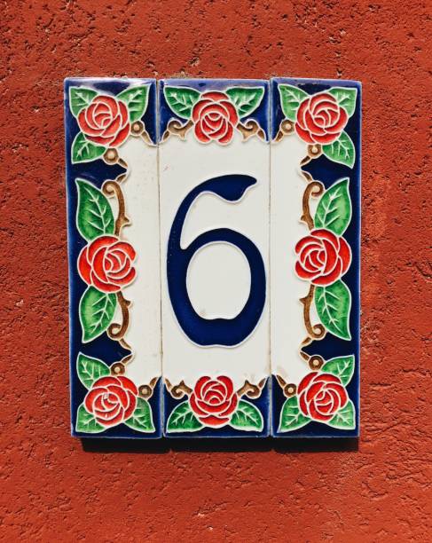 Decorative home frame Exterior decorative home frame on the wall ceramic tile house numbers stock pictures, royalty-free photos & images