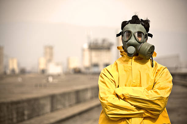 istock Gas mask worker in a factory 104313115