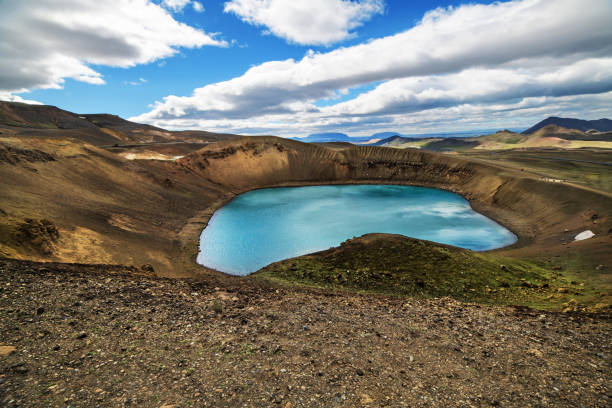 istock Volcano crater with a lake inside, Iceland landscape. 1043132234