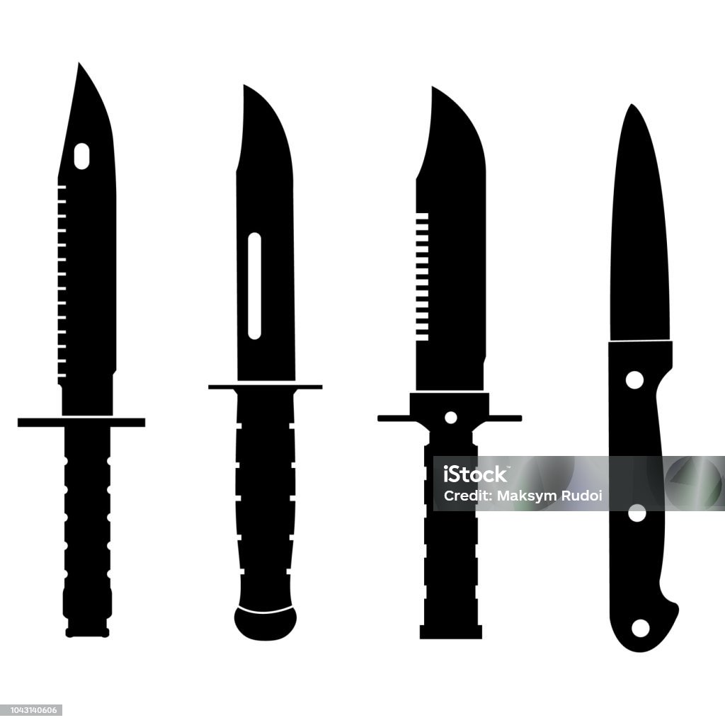 Knife icon, silhouette on white background Kitchen Knife stock vector