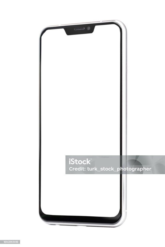 Rahmenlose Smartphone mit weißen Schirm isoliert auf weißem Hintergrund - Lizenzfrei Smartphone Stock-Foto