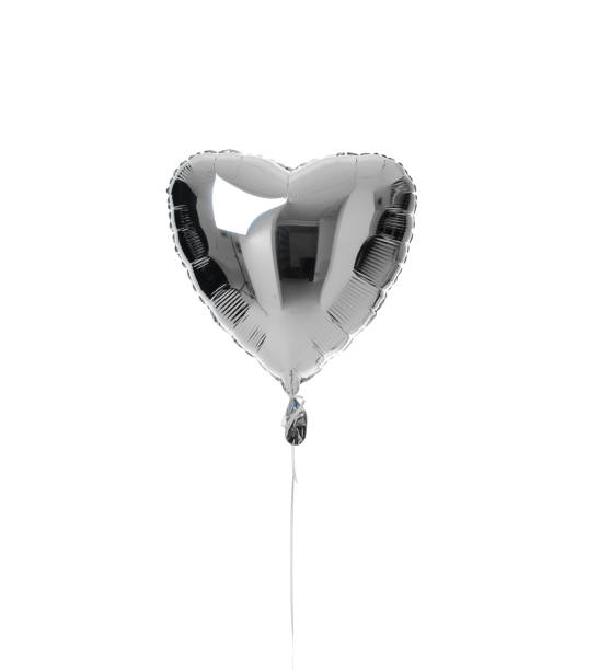 istock One silver heart balloon object for birthday party 1043147704