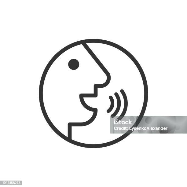 Voice Command With Sound Waves Icon In Flat Style Speak Control Vector Illustration On White Isolated Background Speaker People Business Concept Stock Illustration - Download Image Now
