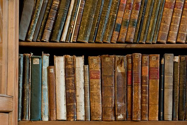 istock Row of Antique Books in Library 104315840