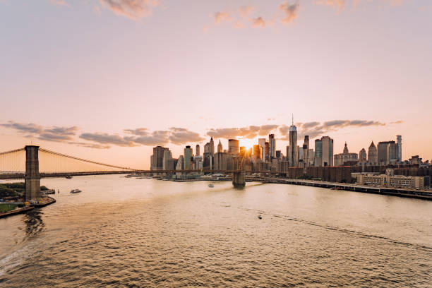 istock View of New York Skyline and Brooklyn Bridge during sunset 1043161810