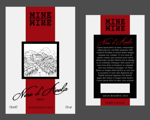 Front and Rear of Modern Wine Label Template vector art illustration