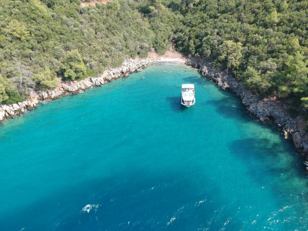 istock Yatch on the deserted bay 1043165242