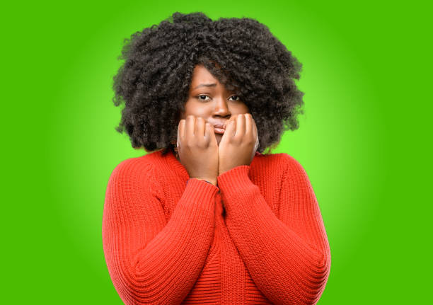 istock terrified and nervous expressing anxiety and panic gesture, overwhelmed 1043165450