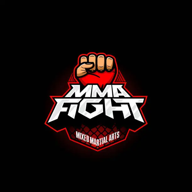 Vector illustration of MMA fight symbol. Mixed martial arts vector symbol. Mix fight logo template