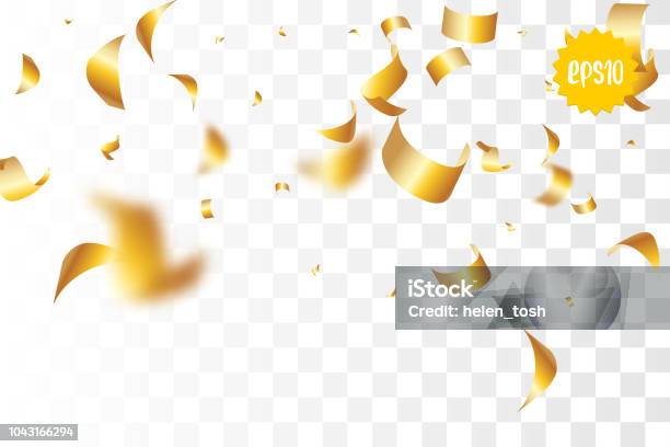 Golden Holiday Confetti Random Falling Stock Illustration - Download Image Now - Abstract, Backgrounds, Blinking