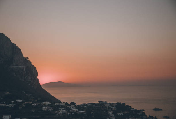 Cliff in sunset at Capri, Italy.