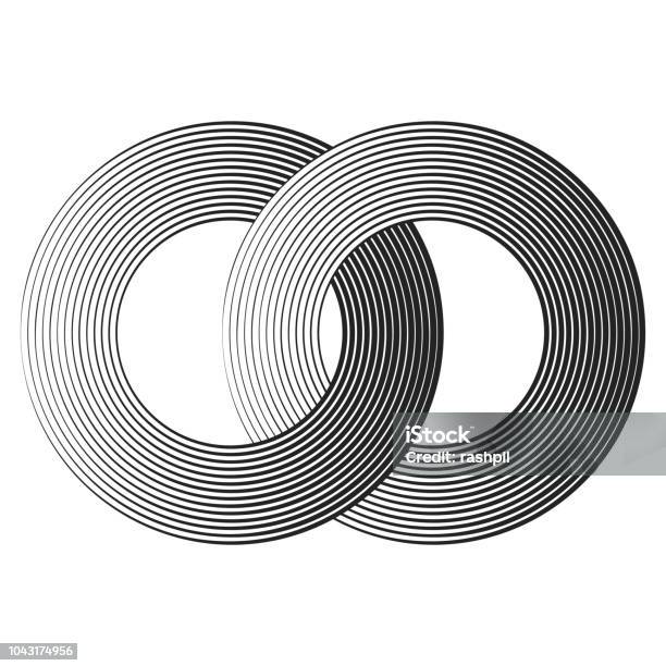 Abstract Halftone Intersected Rings Stock Illustration - Download Image Now - Merging, Abstract, Partnership - Teamwork