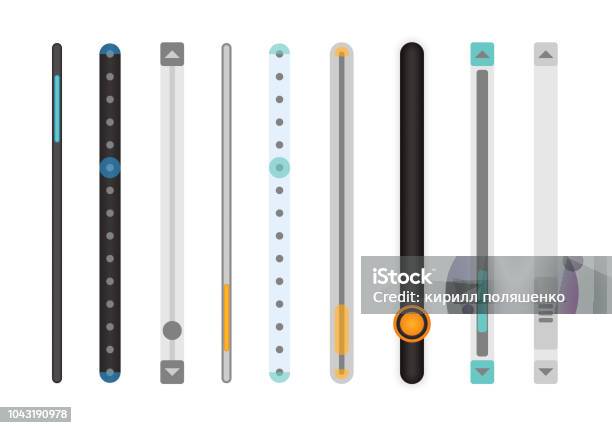 Set Of Scrollbars Set Stock Illustration - Download Image Now - Paper Scroll, Security Bar, Sliding