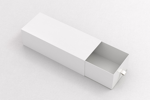Open white blank empty long box on white background. 3d illustration