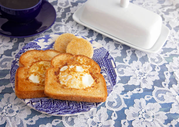 istock Eggs Fried in the Center of Toast for Breakfast 1043198592
