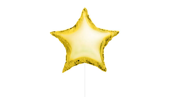 połysk żółty balon 3d render - balloon helium balloon mylar star shape zdjęcia i obrazy z banku zdjęć