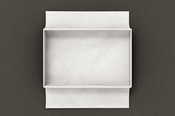 gift box mockup with unfolded wrapping paper - open box empty nobody imagens e fotografias de stock
