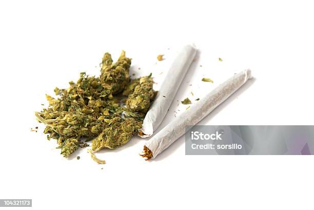 Two Joints And Pot Stock Photo - Download Image Now - Bud, Color Image, Grass
