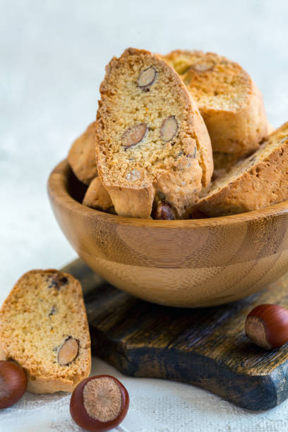 istock Italian biscuits biscotti in a wooden bowl. 1043219068