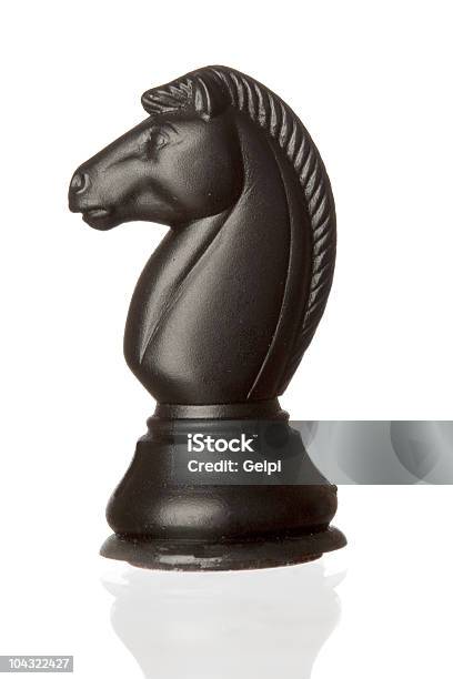 Black Horse Chess Piece On A White Background Stock Photo - Download Image Now - Chess Piece, White Background, Black Color