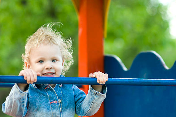 Close-up of Cute Blond Child stock photo