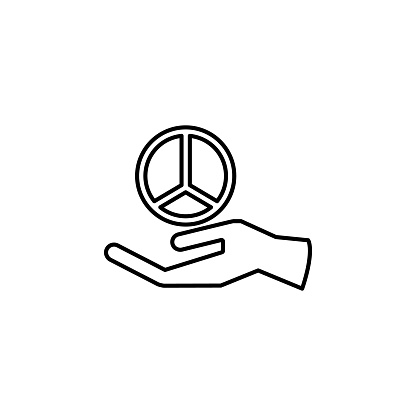 hand and peace sign icon. Element of peace icon for mobile concept and web apps. Thin line hand and peace sign icon can be used for web and mobile on white background