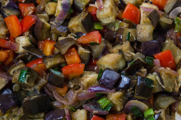 istock Eggplants with pepper, onion, garlic, chinese recipe 1043254790