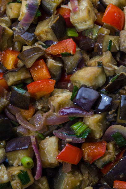 istock Eggplants with pepper, onion, garlic, chinese recipe 1043254840