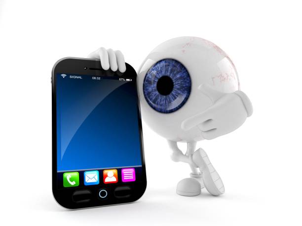 istock Eye ball character with smartphone 1043257402