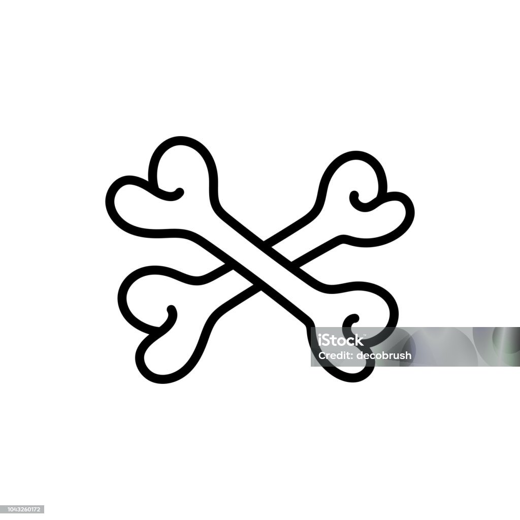 Bones cross doddle icon, Crossed Bones. Cartoon human bones forming a cross. Linear icon on isolated white background, Vector Bones cross doddle icon, Crossed Bones. Cartoon human bones forming a cross. Linear icon on isolated white background, Vector illustration Abstract stock vector