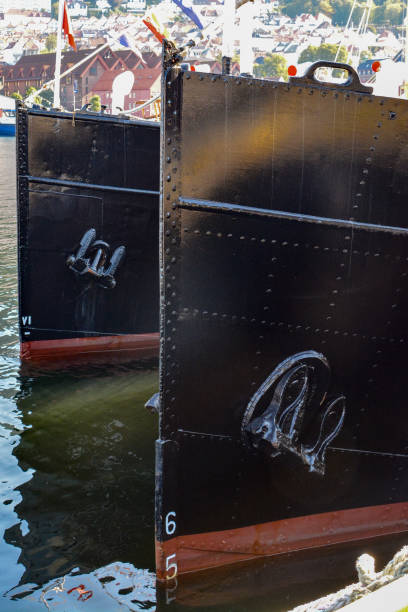 istock Bows of two ships in Bergen Norway 1043261158