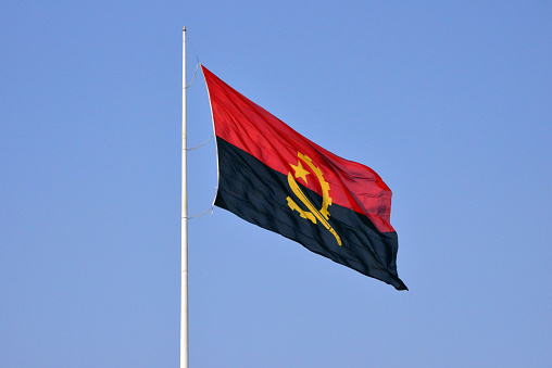 Bandera de Angola en Sao Paulo Hill - Luanda, Angola photo