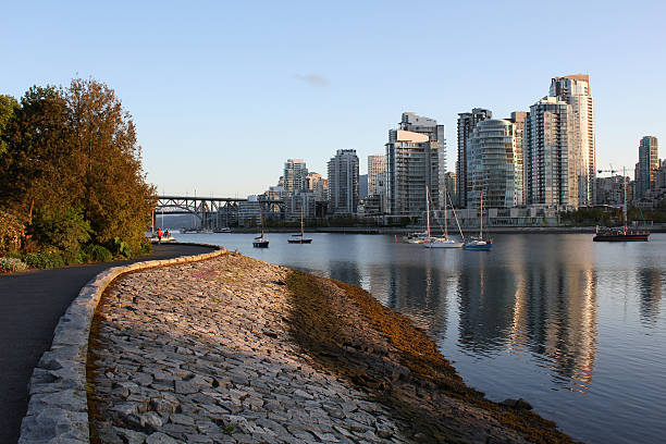 Vancouver's False Creek Seawall View  false creek stock pictures, royalty-free photos & images