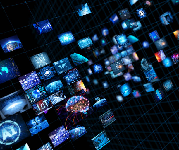 istock Media concept video wall with small screens 1043299900