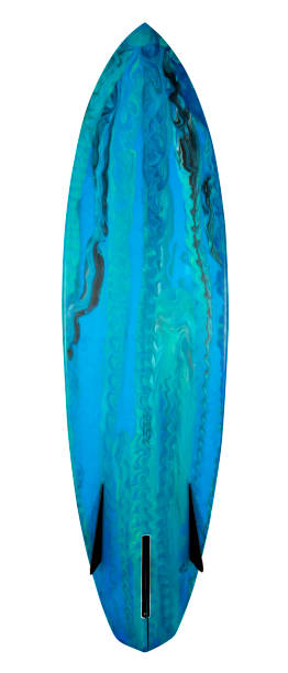 This is an overhead view of a classic surfboard shaped by Ian Thompson and designed Taylor Thompson