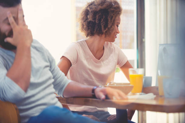 istock Couple fighting at the breakfast table. 1043319940