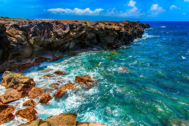 The area known as Makaluapuna Point on the western coast of Maui, Hawaii.