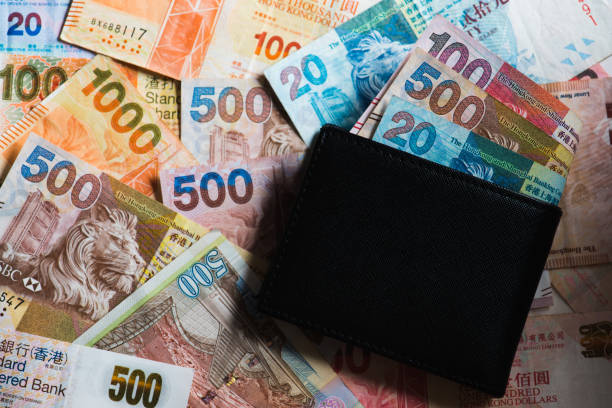 istock Hong Kong Dollar banknotes as money background. 1043339316