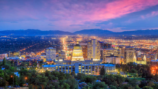 istock Salt Lake City skyline Utah at night 1043340746