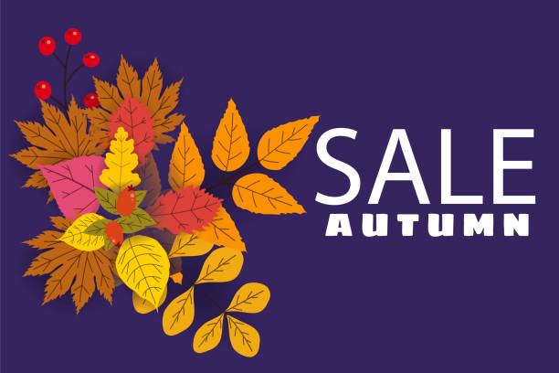 istock Hello Autumn, background with falling leaves, yellow, orange, brown, fall, lettering, template for poster, banner, vector, isolated 1043342296