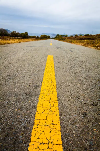 Photo of A cracked concrete road in Inner Mongolia, China