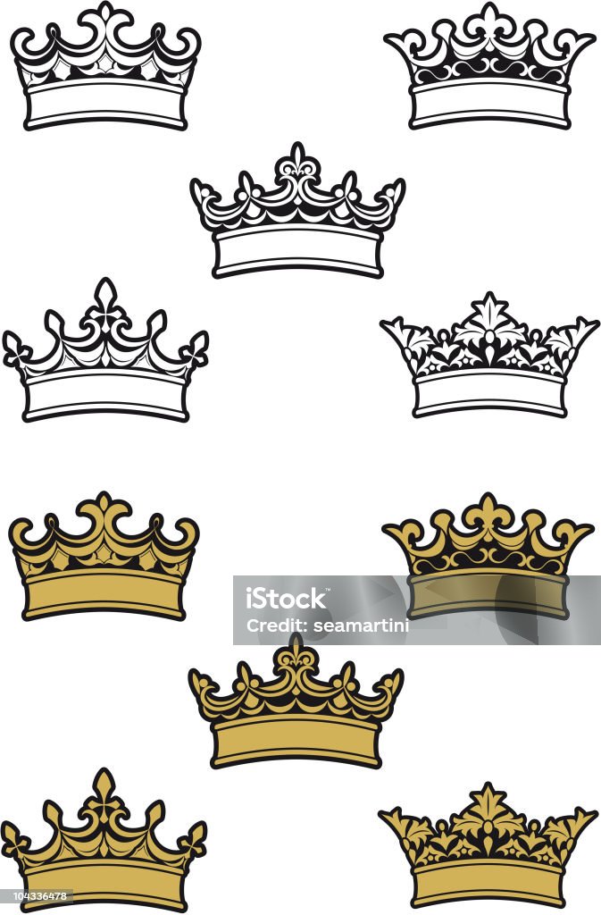 Set di corone - arte vettoriale royalty-free di Blasone