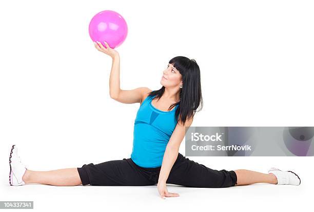 Woman Exercise With Ball Doing Splits Stock Photo - Download Image Now - Active Lifestyle, Adult, Adults Only