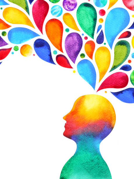human head mind brain spirit powerful energy connect to the universe power abstract art watercolor painting illustration design hand drawn vector art illustration