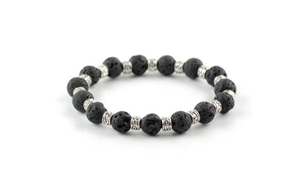 istock Lava stone beaded bracelet isolated on white 1043383392