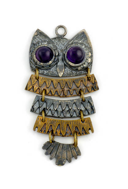 istock Owl figure amethyst pendant, antique style 1043385830