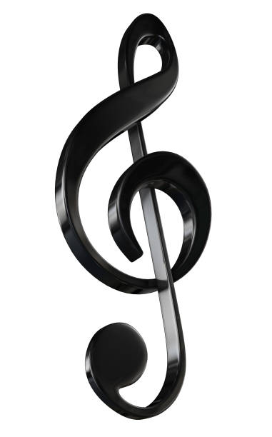 treble clef nero in sfondo bianco illustrazione 3d - treble clef three dimensional shape black sign foto e immagini stock