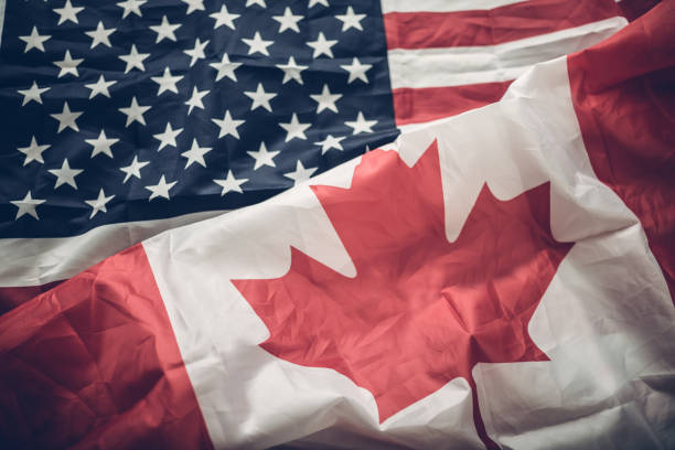 アメリカとカナダの国旗 - canadian flag north america usa flag ストックフォトと画像