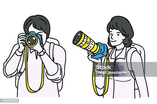 Photographer With Camera Stock Illustration - Download Image Now - Photographer, Camera - Photographic Equipment, Cartoon